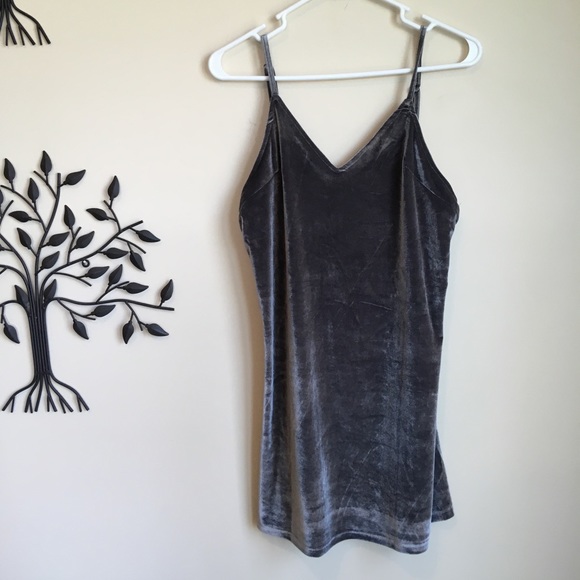 LF Dresses & Skirts - LF Velvet Charcoal Grey Slip Dress